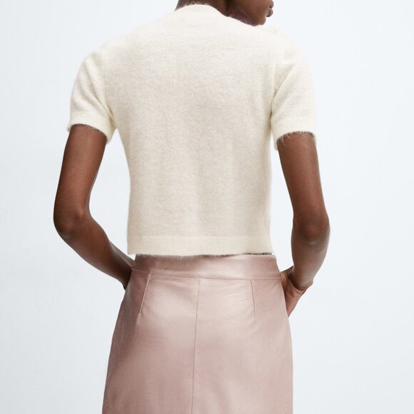 MANGO 56% ALPACA WOOL FLORETTA FUZZY WHITE SWEATER $129 - Picture 3 of 8